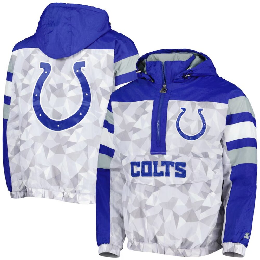 Indianapolis Colts STARTER Thursday Night Gridiron Raglan Half-Zip Jacket Large